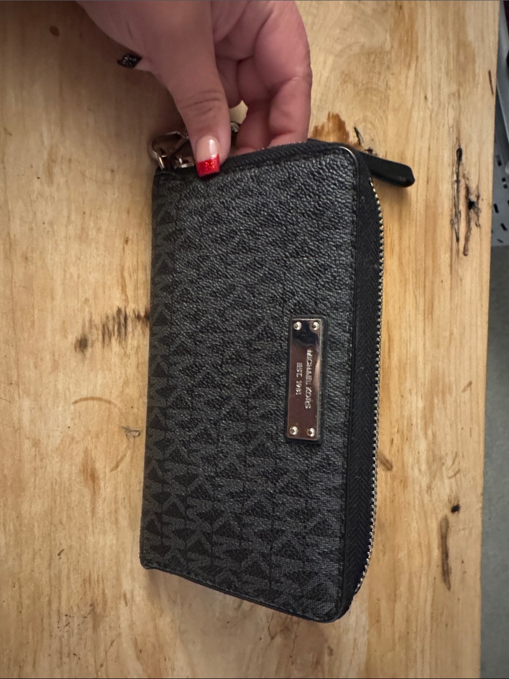 Michael Kors Charcoal Monogram Zip Around Wallet